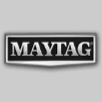 Maytag brand logo on gray background.