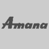Amana brand logo in grayscale.