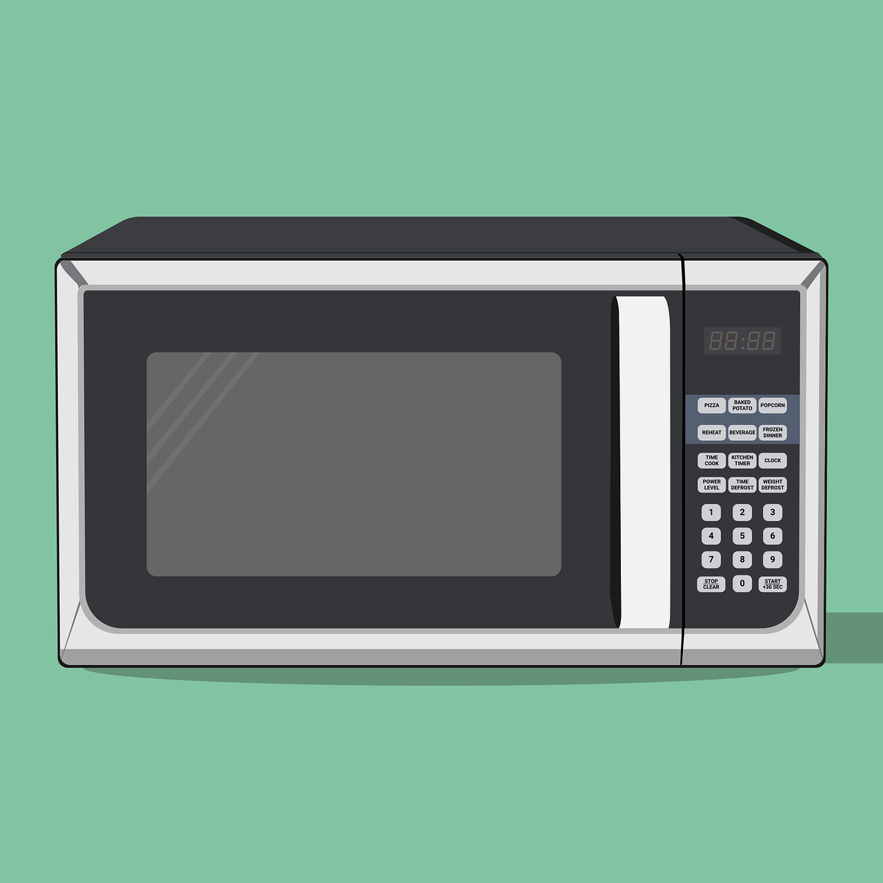 Kitchen microwave on green background