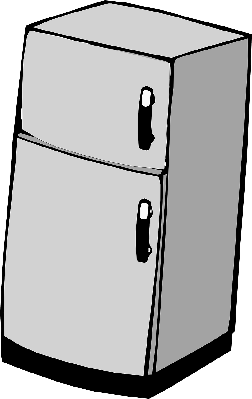 Illustration of a two-door refrigerator.